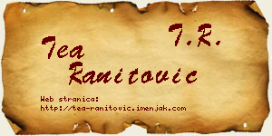 Tea Ranitović vizit kartica